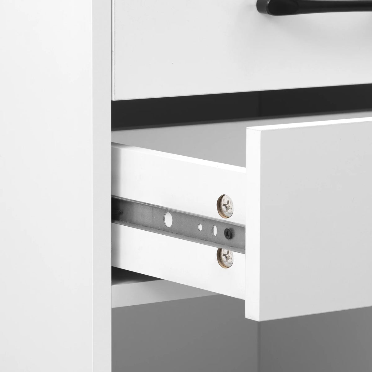 White LED Nightstand with Charging Station A843