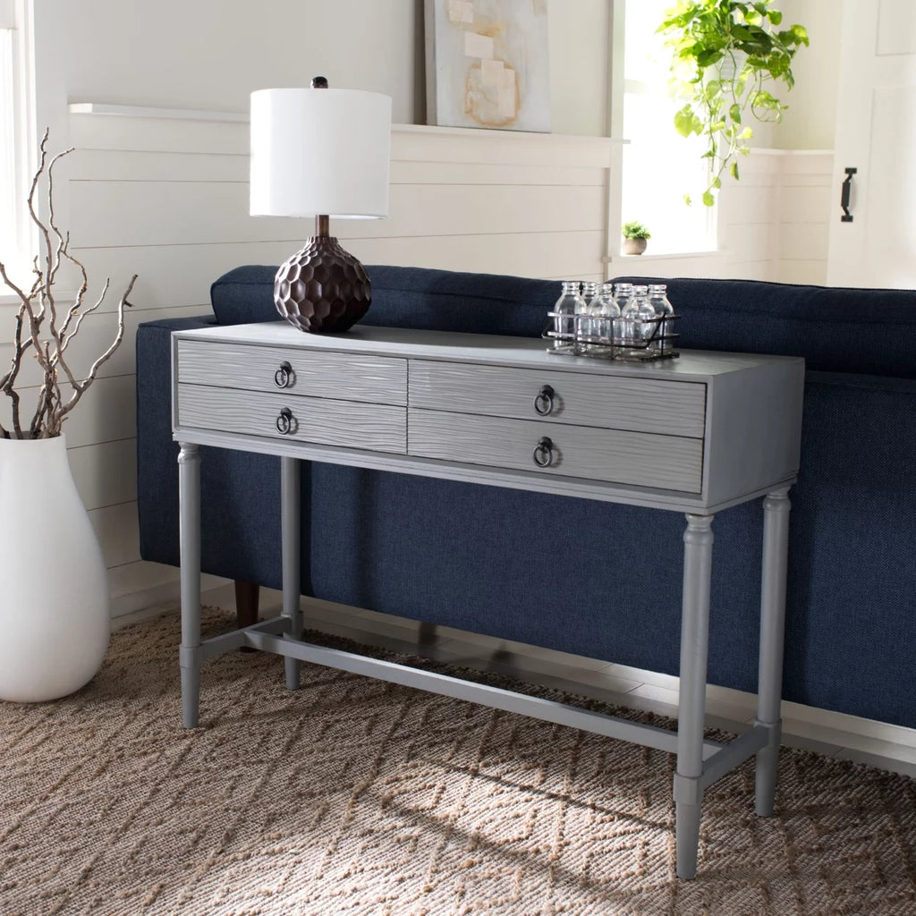 Distressed Grey 4 Drawer Console Table B859136