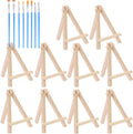 18Pack Mini Natural Pine Wood Display Easel with 8 Brushes B958