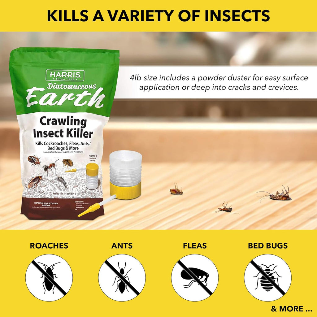 4lb Diatomaceous Earth Crawling Insect Killer with Powder Duster M194
