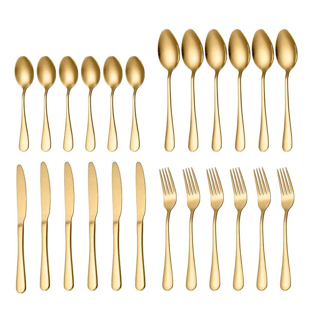 24-Piece Mirror Polished Stainless Steel Silverware Set K272