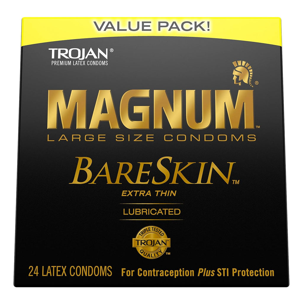 Magnum BareSkin Large Condoms & BareSkin Raw Thin Condoms, Lubricated Condoms, 24 Count O716