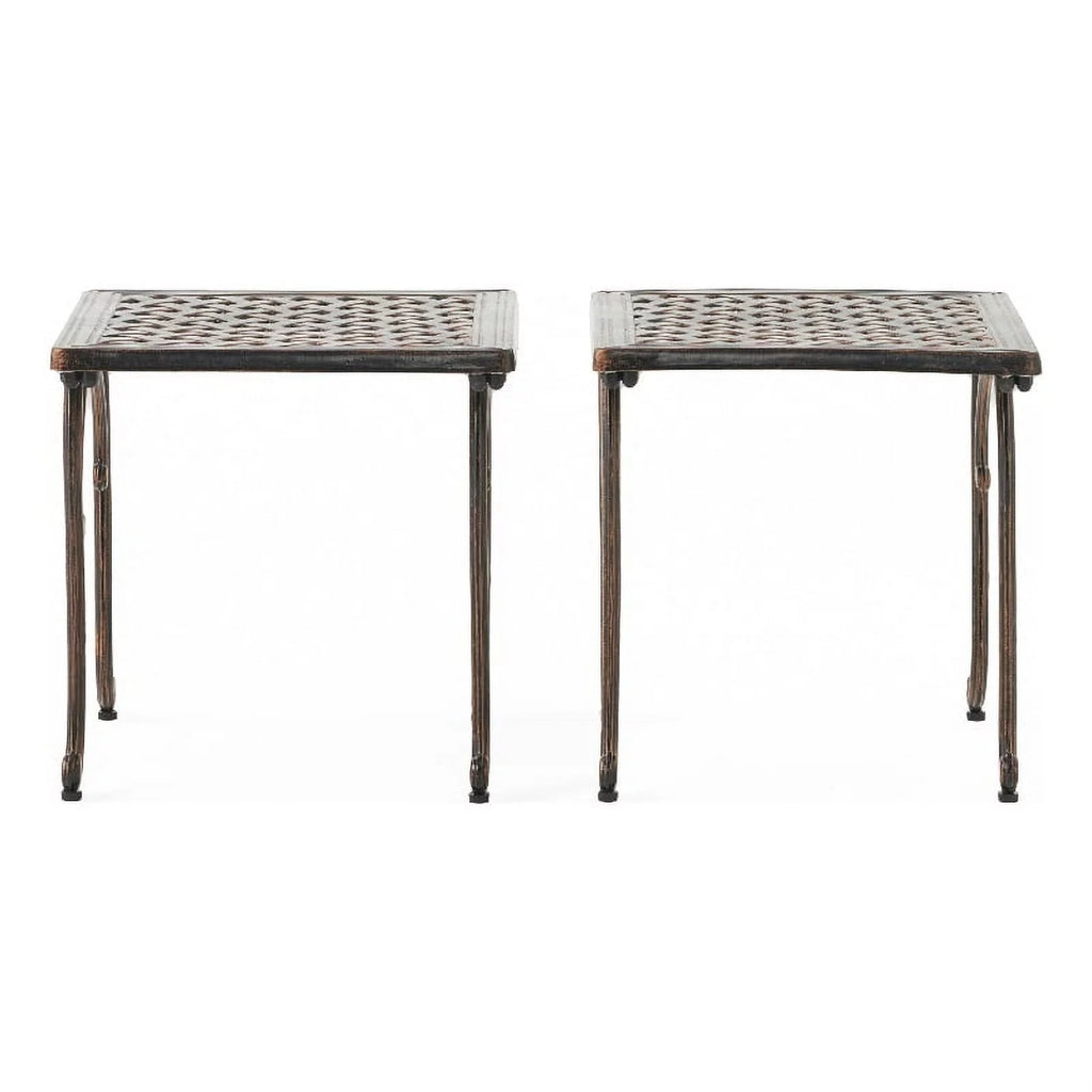 Shiny Copper Aluminum Side Tables Set of 2 I805
