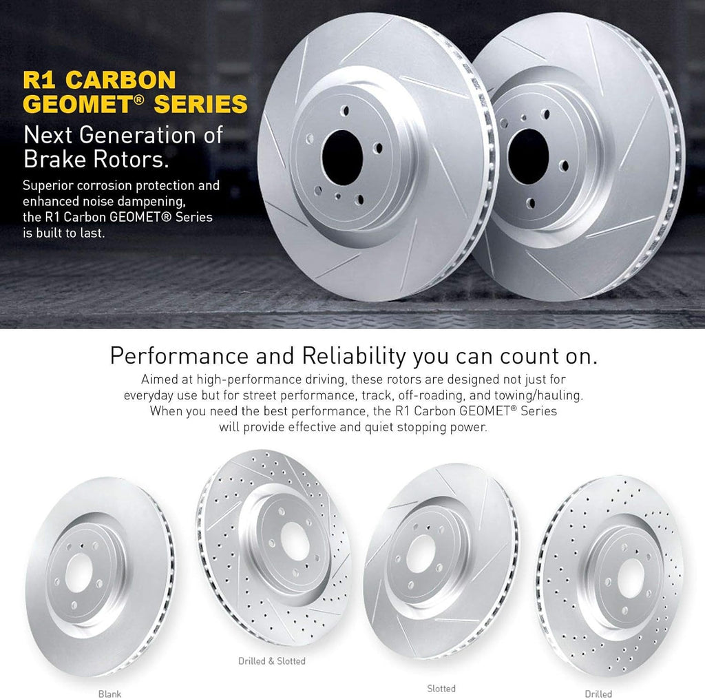 Front Carbon Brake Rotors Slotted with Pads and Sensor Wire W981