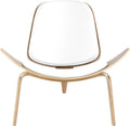White Faux Leather Plywood Solid Wood Lounge Chair R595075