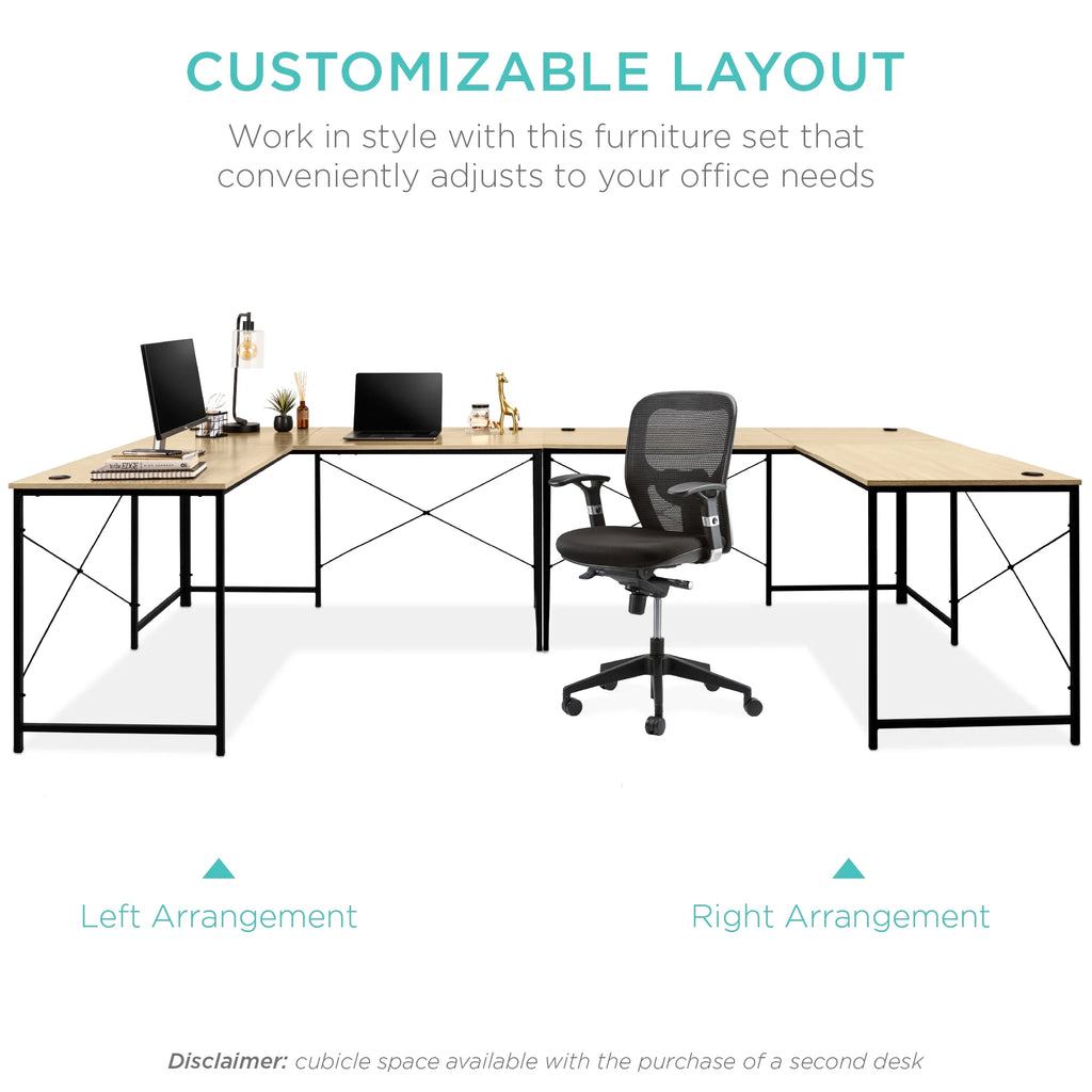 Oak/Black Modular L-Shaped Desk V69183