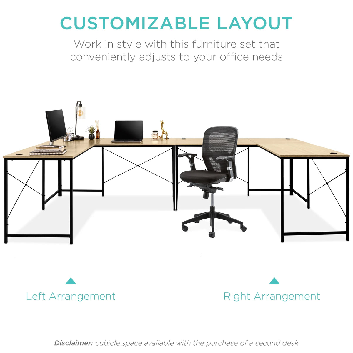 Oak/Black Modular L-Shaped Desk V69183