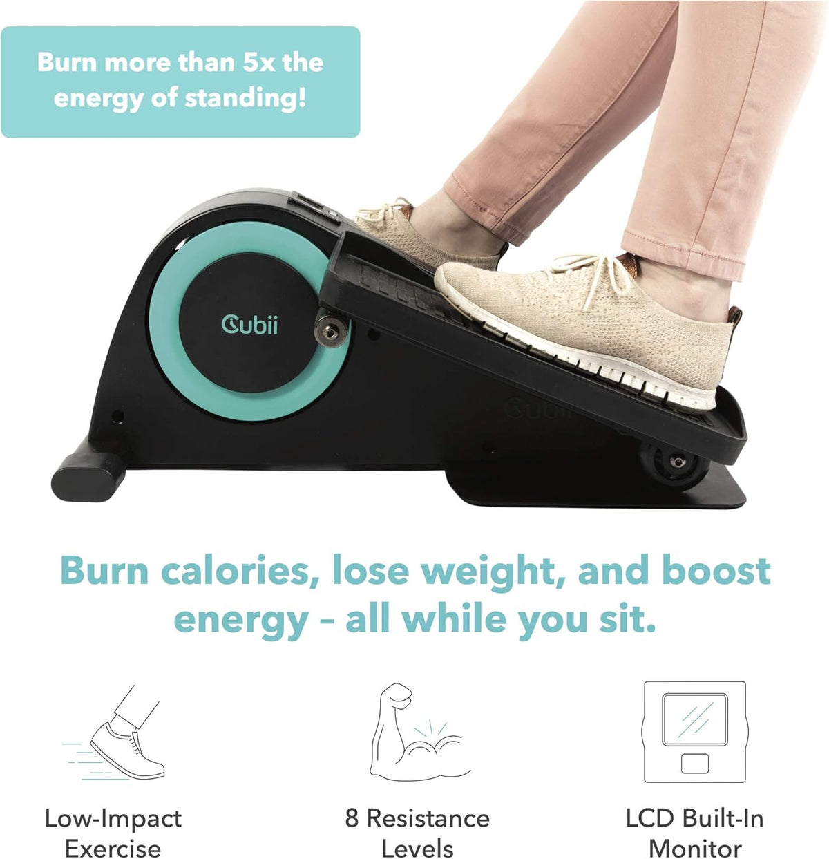 Aqua Under Desk Elliptical Machine with Adjustable Resistance & Display L431788