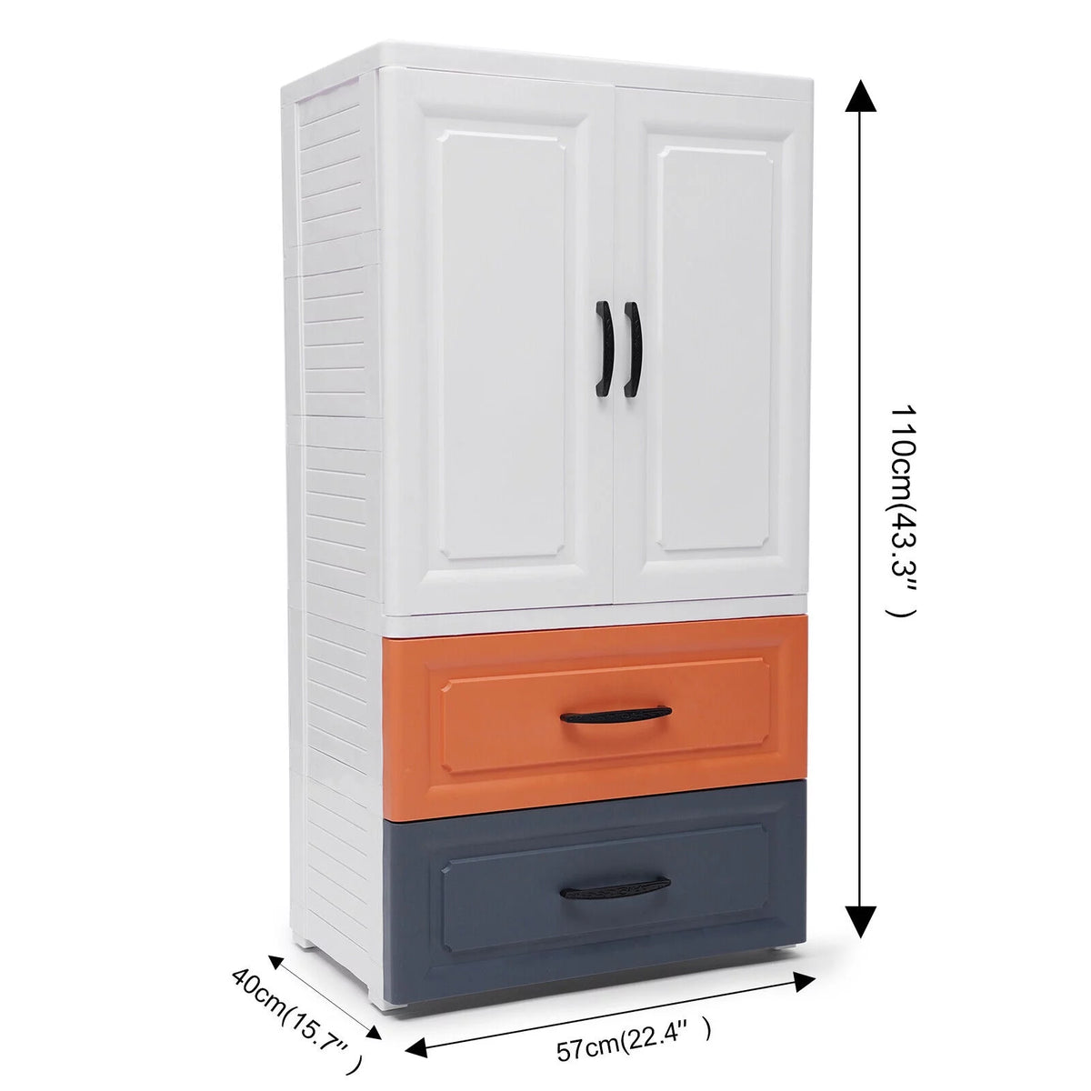 3-Layer 2 Drawer White Plastic Dresser with Wheels D111932