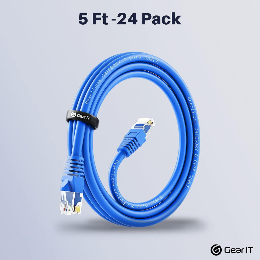 Cat 6 Ethernet Cable 5 ft 24-Pack Blue Z465