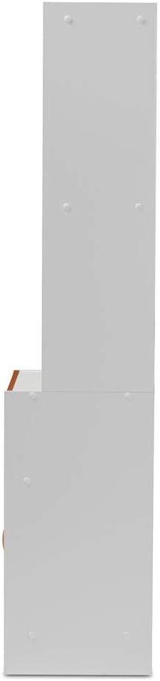 White and Cherry Finished Kitchen Cabinet and Hutch P590