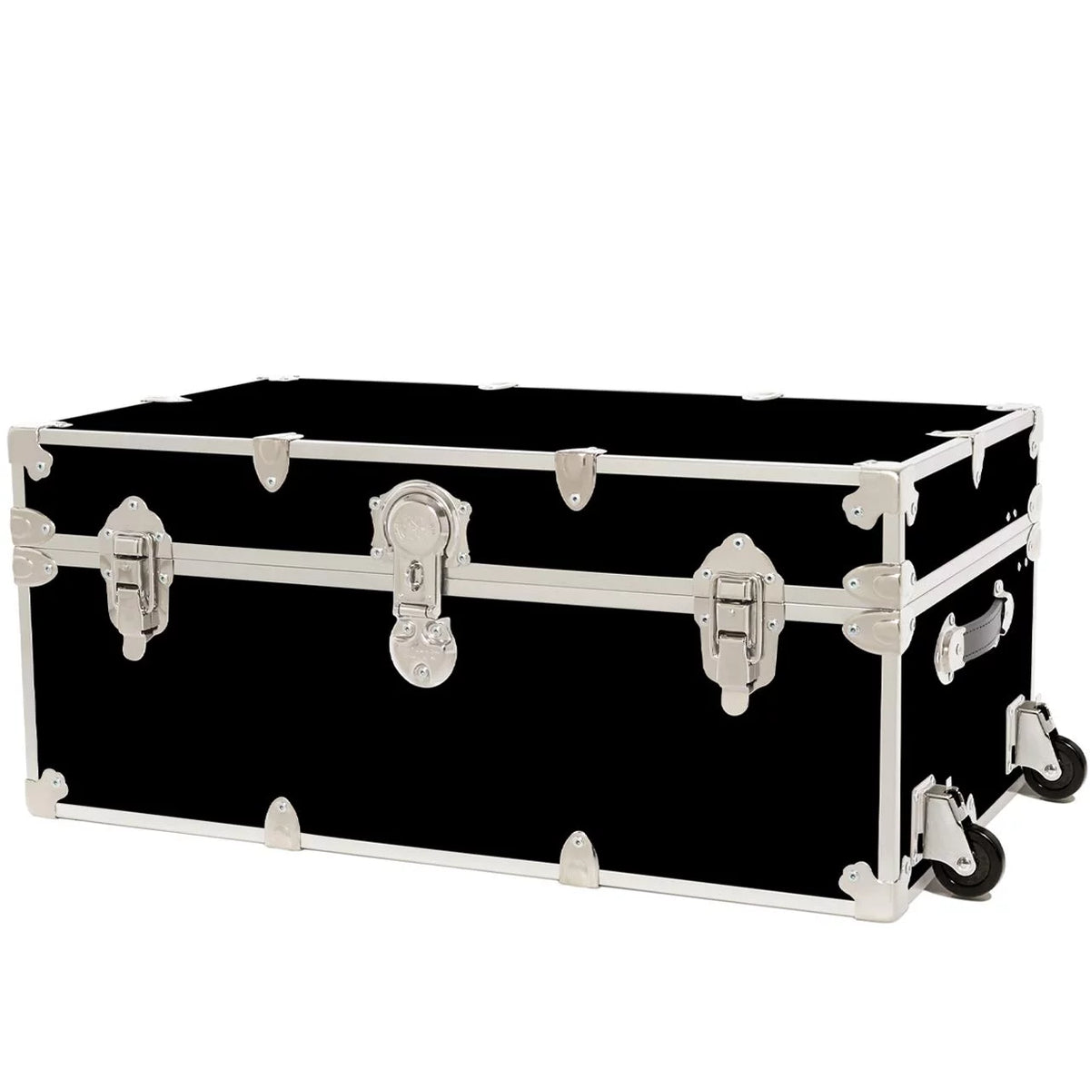 Large Leather Embossed Vinyl Trunk with Removable Wheels 32"x18"x14" (Black) R300152