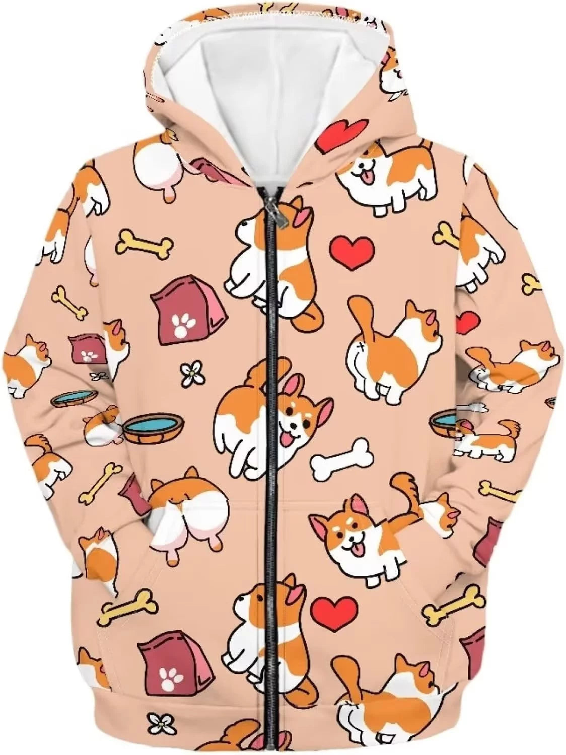 Pink Zip Up Hoodies Size 11-13 Years with Pocket Y5969