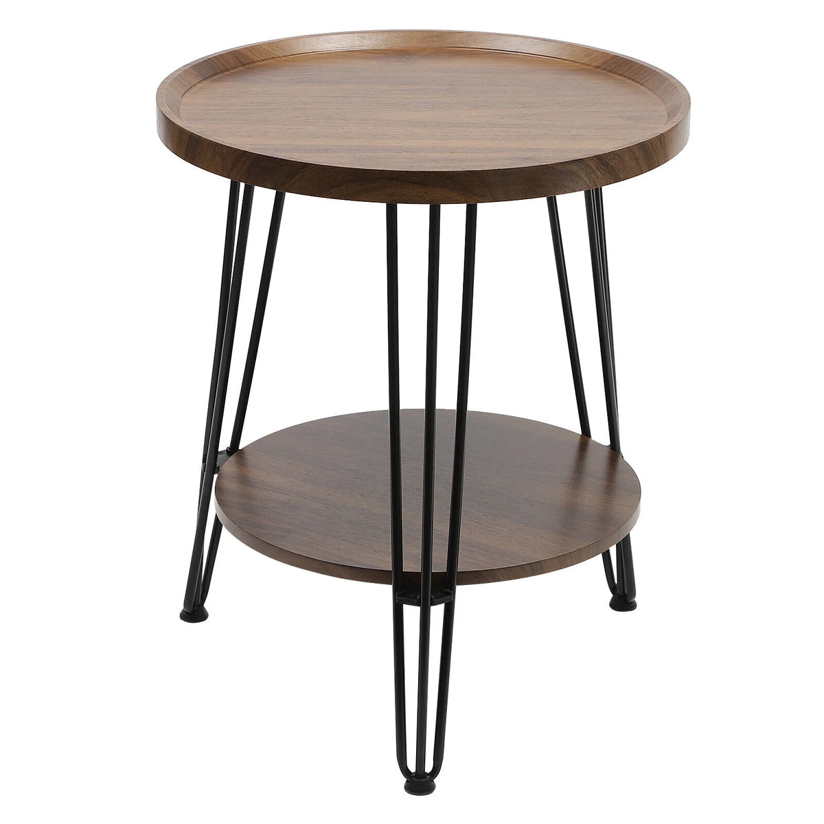 Round End Table with Storage Shelf Metal Leg O50369