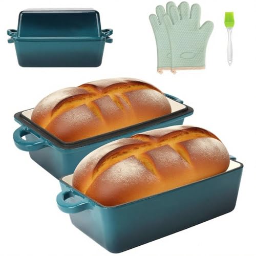 9x5 Inch Enameled Cast Iron Loaf Pan with Lid Q30591