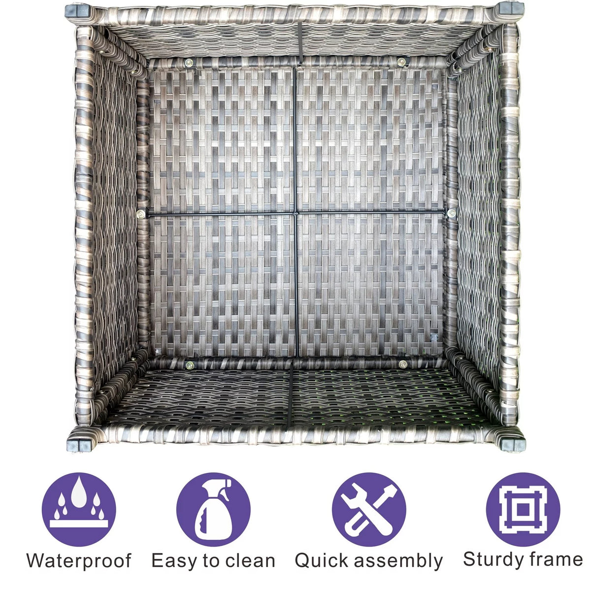 Outdoor Wicker Coffee Table with Glass Top B949469
