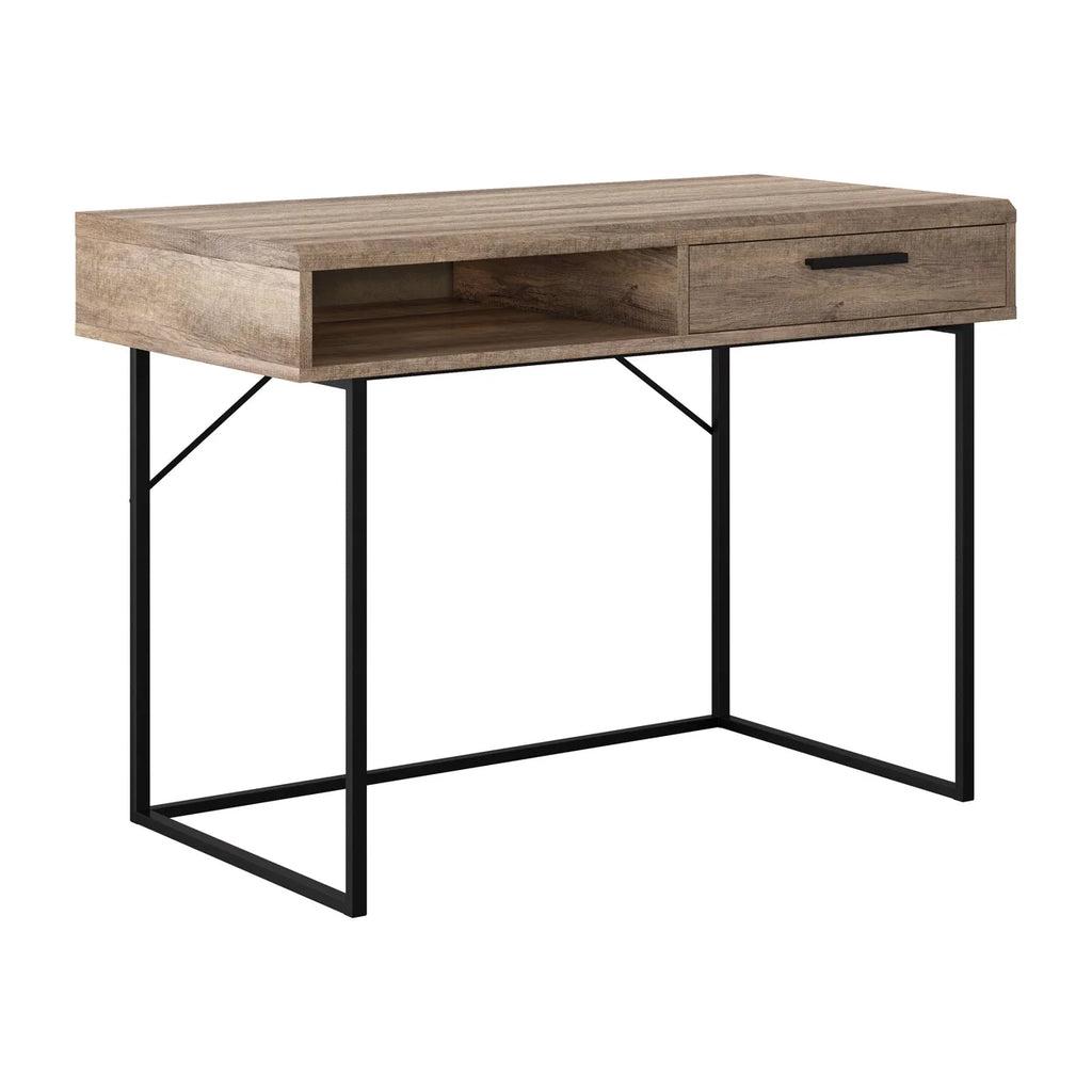 Brown Engineered Wood Grain Finish Desk with Drawer & Cubby Z1764