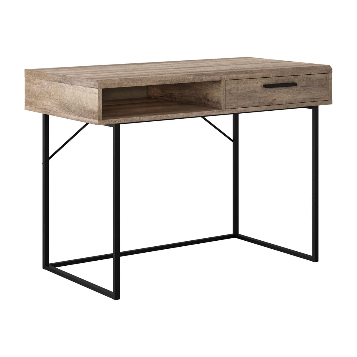 Brown Engineered Wood Grain Finish Desk with Drawer & Cubby Z1764
