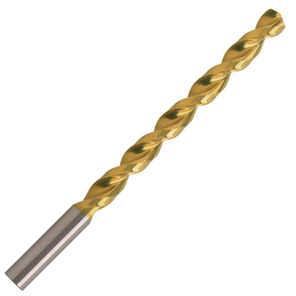 Carbide 130° Point Parabolic Flute Jobber Length Drill, Tin Coated, 88.9mm LOC M30882