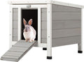 White Weatherproof Wooden Bunny Hutch Pet Cage V629099