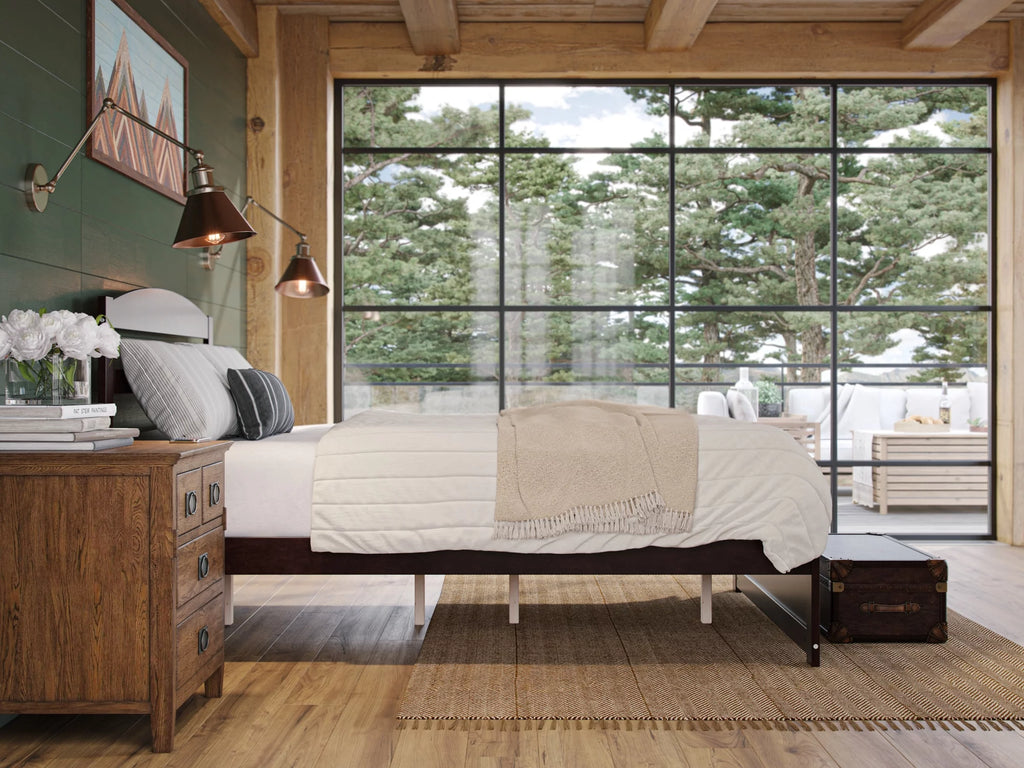Queen Wood Platform Bed Frame with Headboard and Footboard O6704