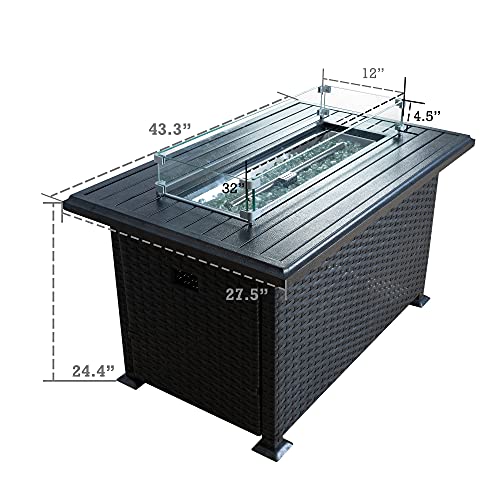 Brown Wicker Propane Gas Fire Pit Table R3493