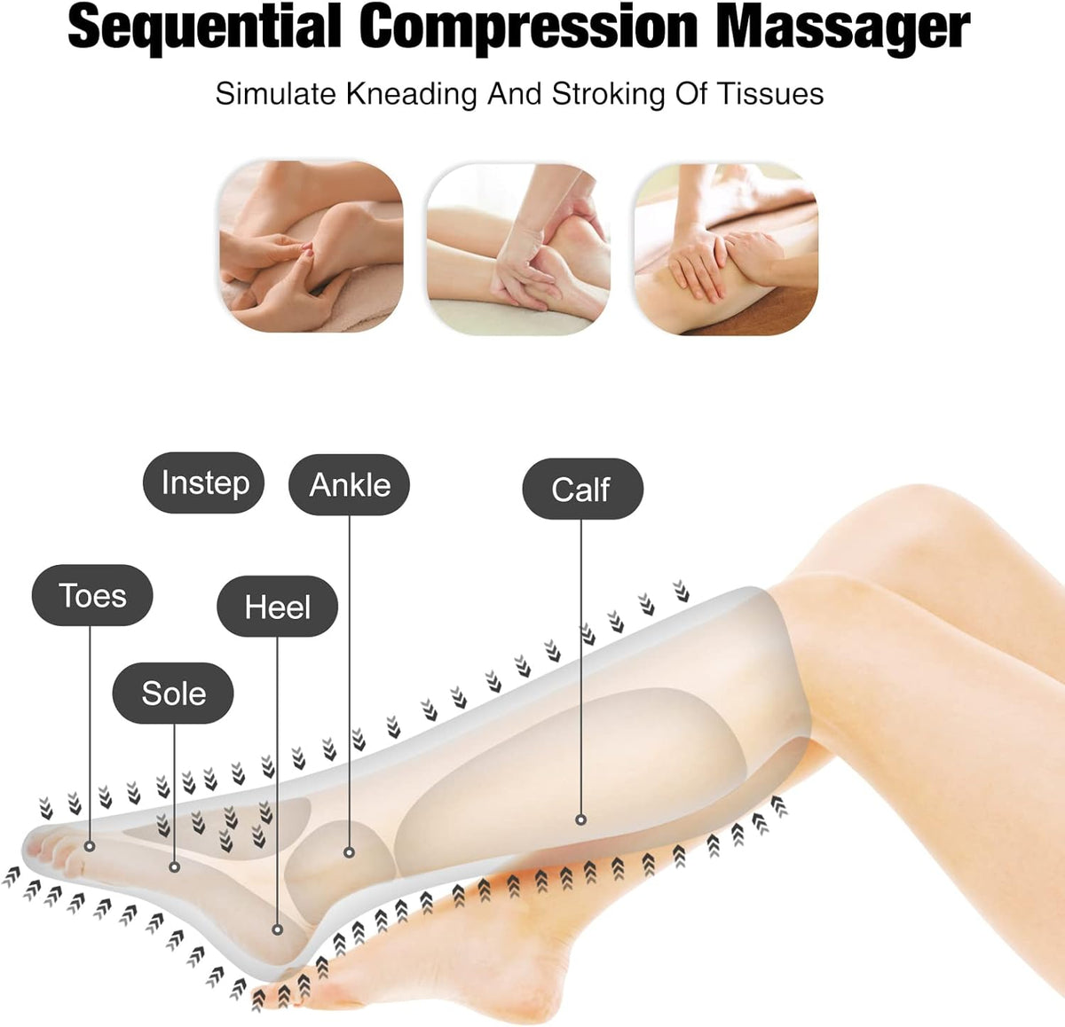Air Compression Foot and Calf Massager with Handheld Controller B9226