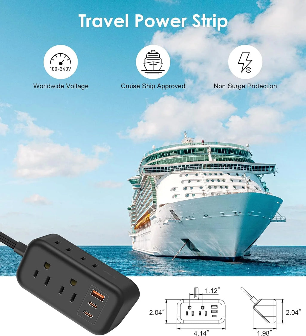 Ultra Thin 10FT Extension Cord, Flat Plug Power Strip with 4 Outlets 3 USB Ports B473