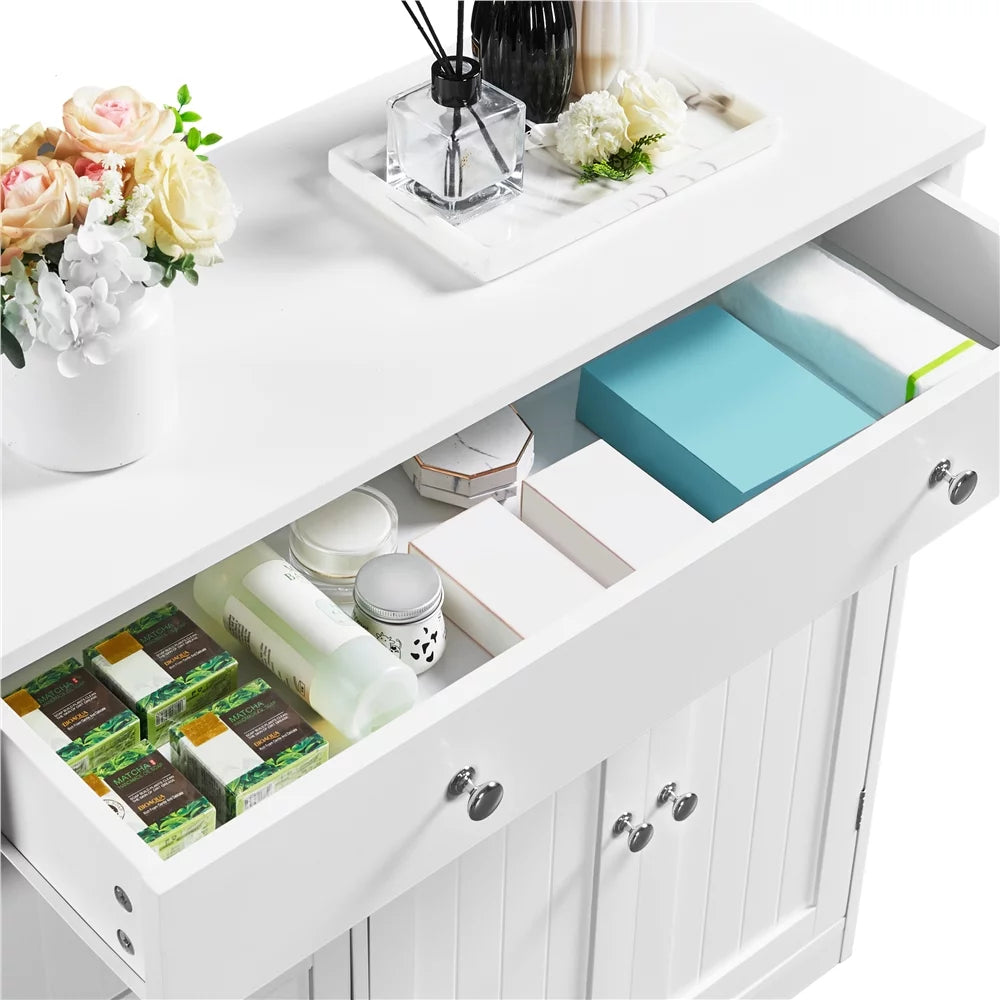 White 4 Drawer Floor Storage Cabinet with Adjustable Shelf G782