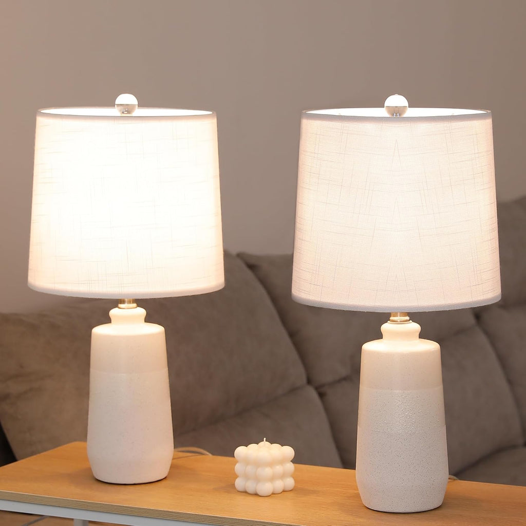 20.5" Ceramic Table Lamp Set of 2, Off White/Beige S231