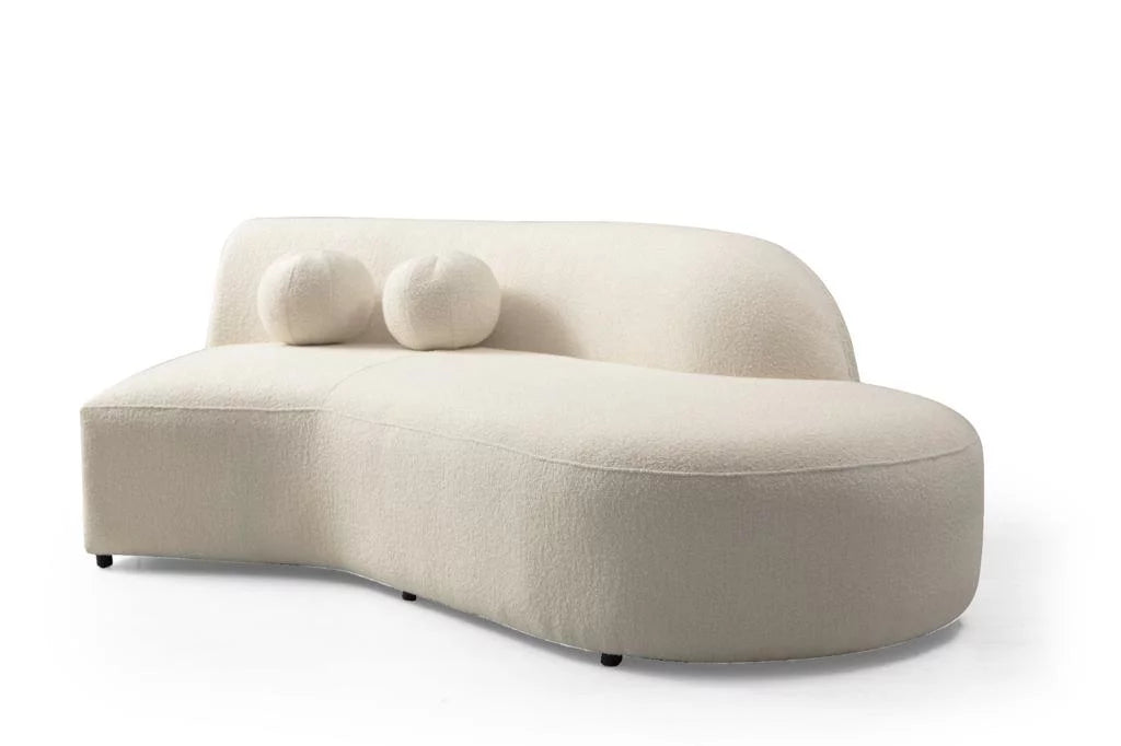 Ivory Boucle Curved Sectional M527