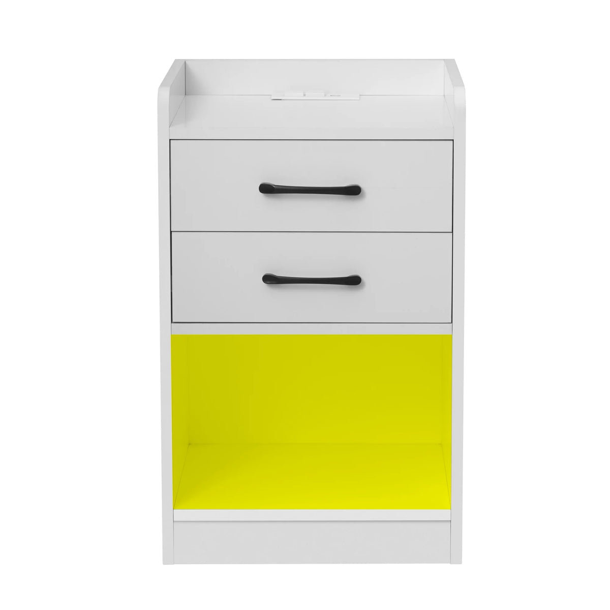White LED Nightstand with Charging Station A843