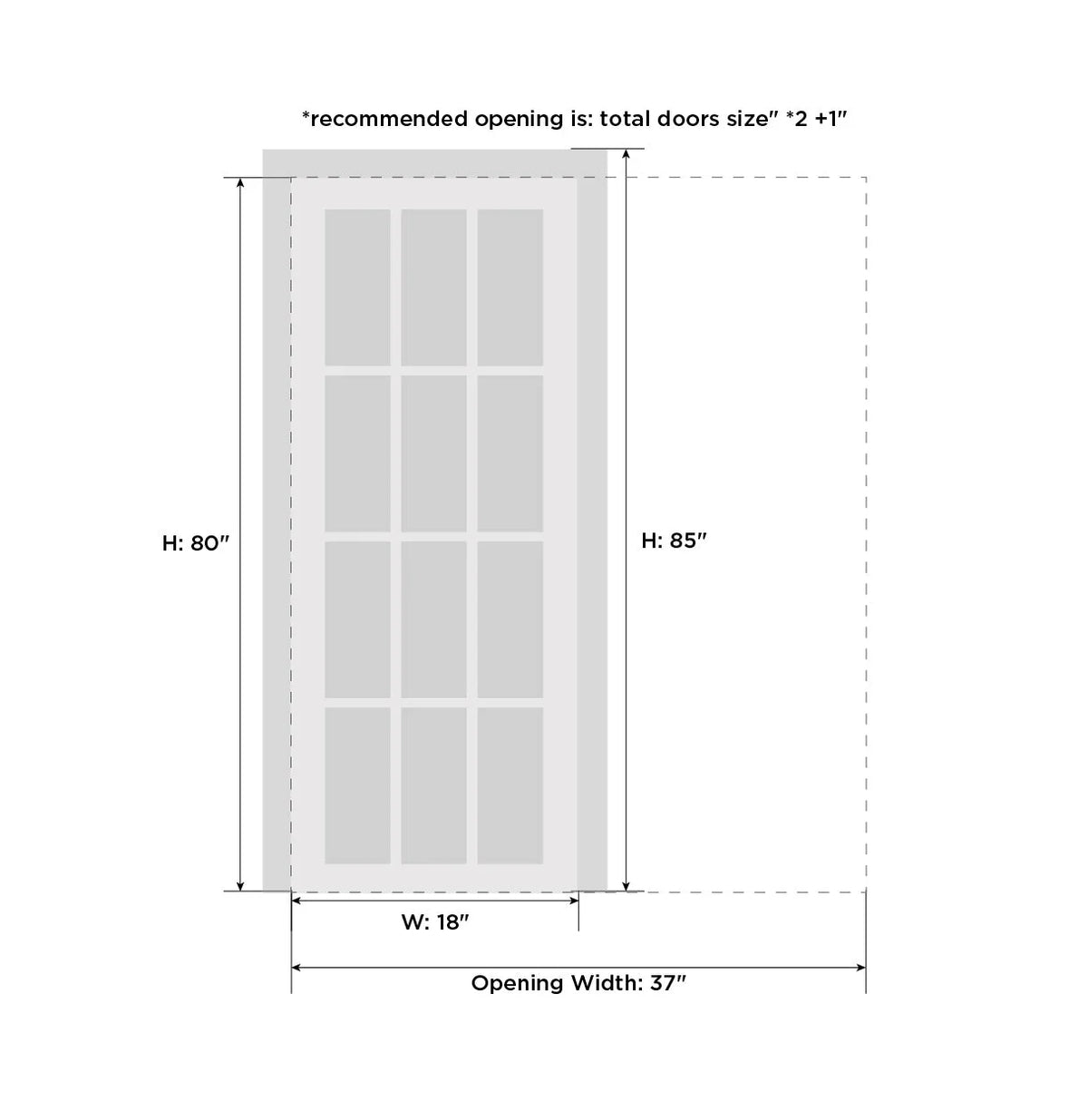 Sliding Pocket Door 18 x 84 inches Solid Wood C45568