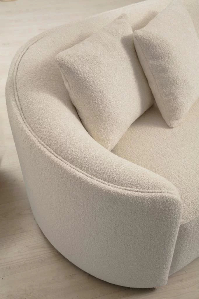Ivory Boucle Curved Sectional M527