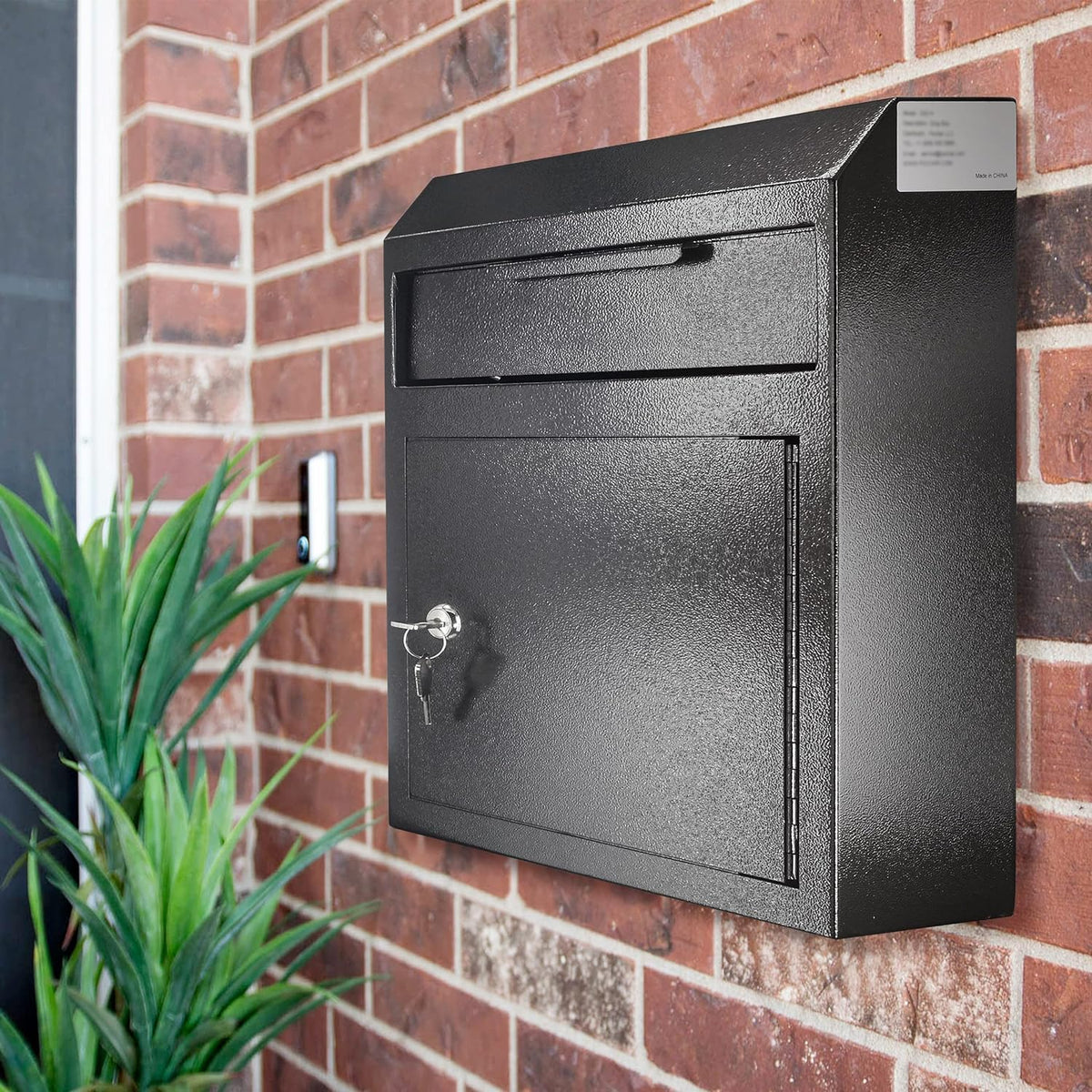 Extra Large Metal Wall Mount Locking Deposit Drop Box Safe (Black) U81350