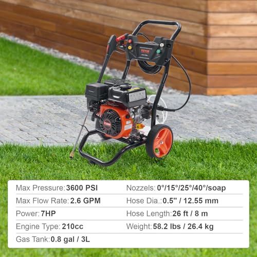 Gas Powered Pressure Washer 3400 PSI 2.6 GPM X6286