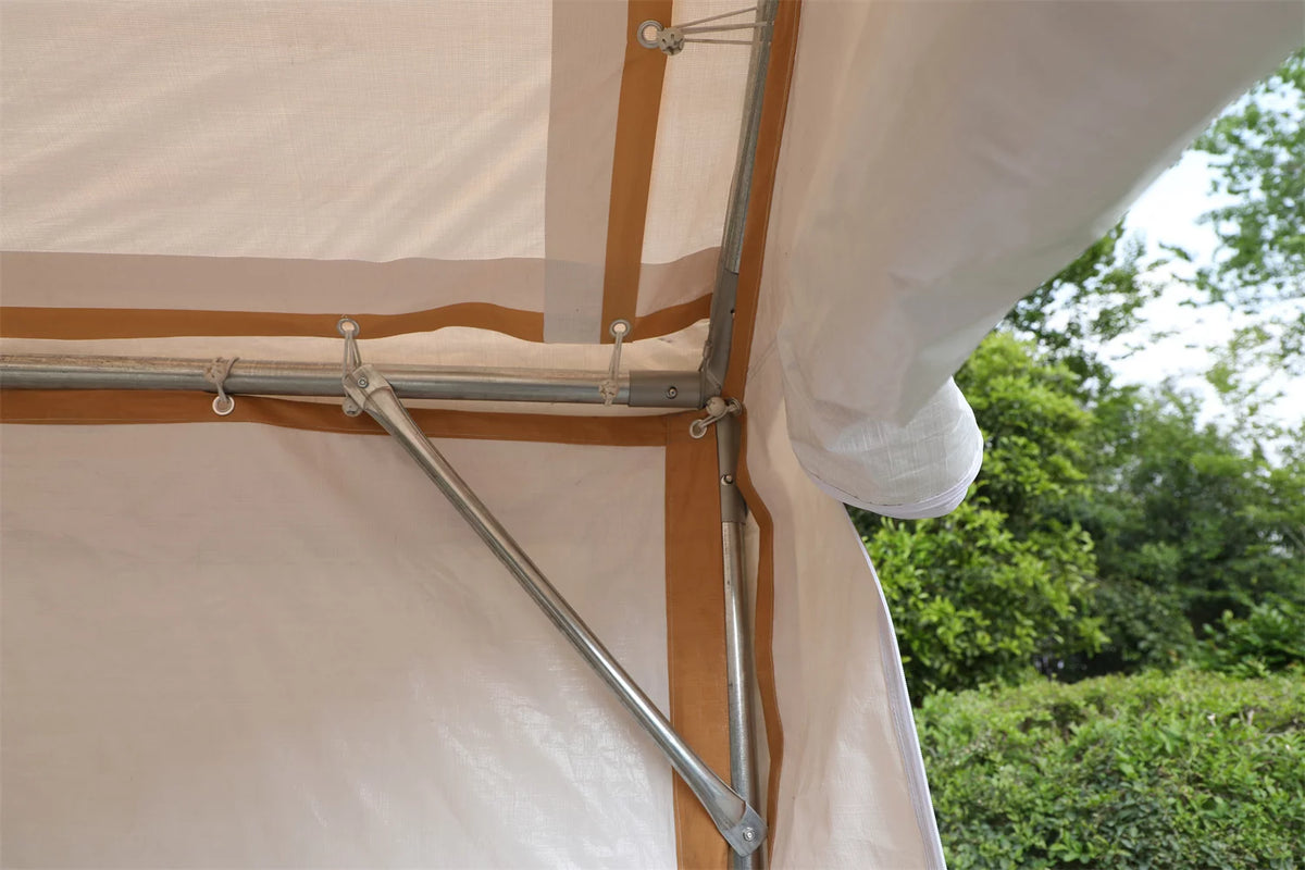 10' X 20' Heavy Duty Galvanized Car Canopy with Removable Sidewalls and Doors Beige Y16765