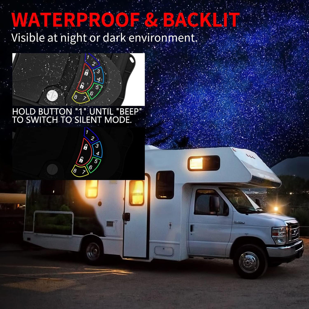 Metal RV Lock Keyless Entry with Deadbolt, Backlit Keypad, Wireless Fobs, Keys and Gasket O3172