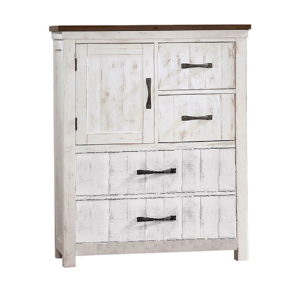 White & Brown 4 Drawer Chest with Contrasting Top Z4176