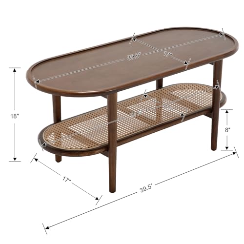 Rattan Wood Mid Century Modern Coffee Table W3848