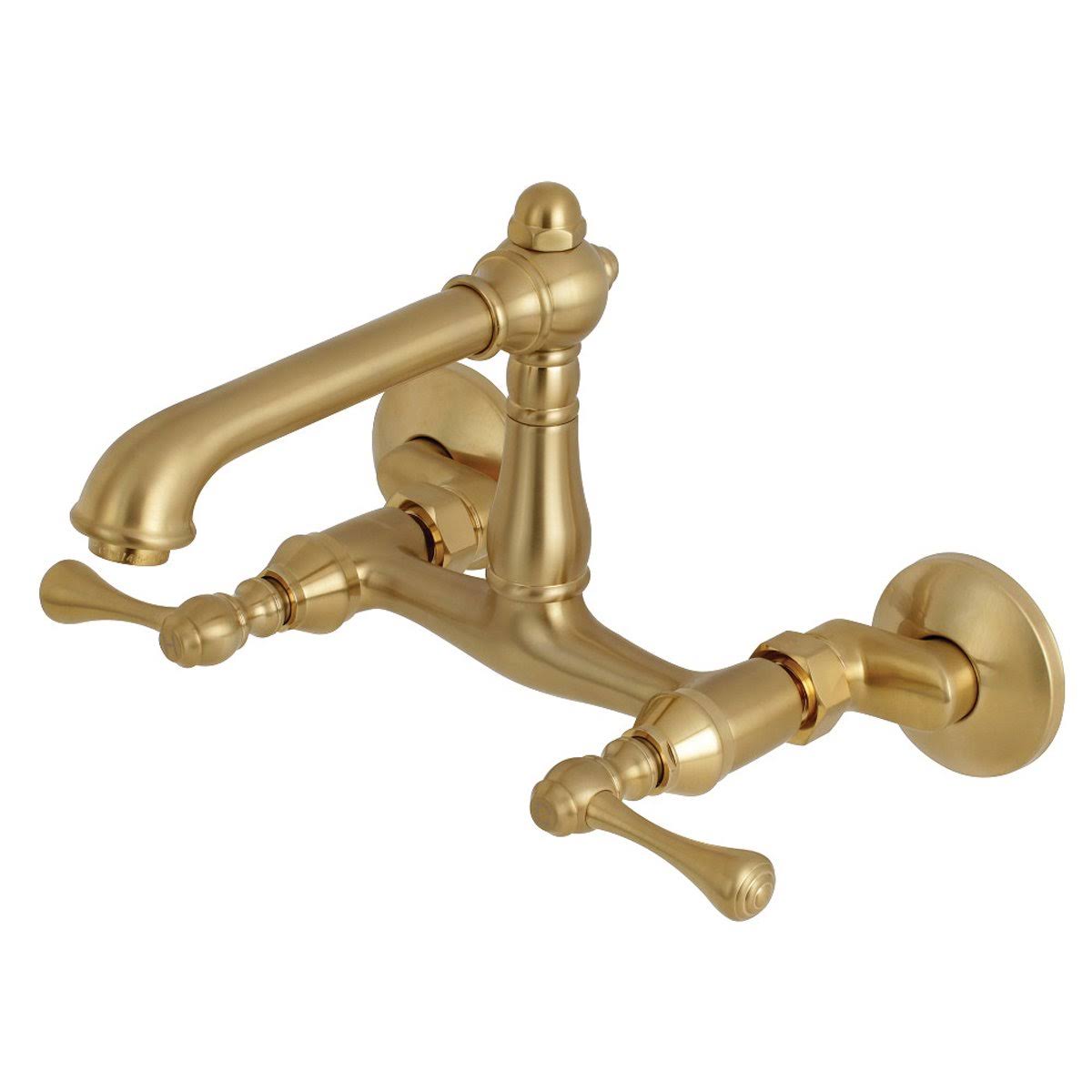 Polished Nickel Adjustable Center Wall Mount Kitchen Faucet Q941112