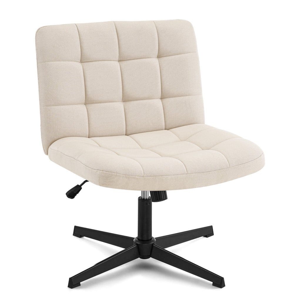 Beige Armless Swivel Ergonomic Office Chair Q2752