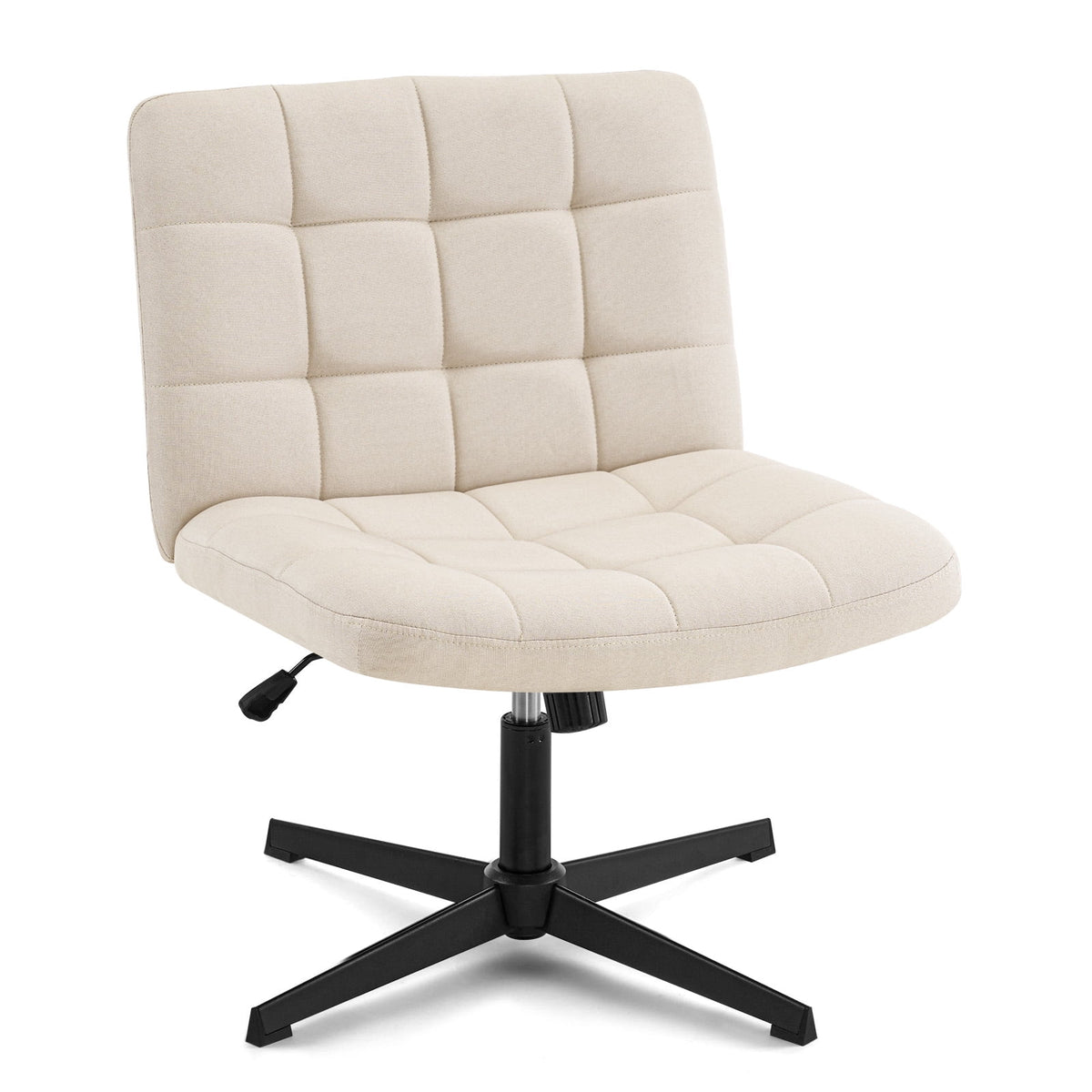 Beige Armless Swivel Ergonomic Office Chair Q2752