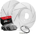 Front Carbon Brake Rotors Slotted with Pads and Sensor Wire W981