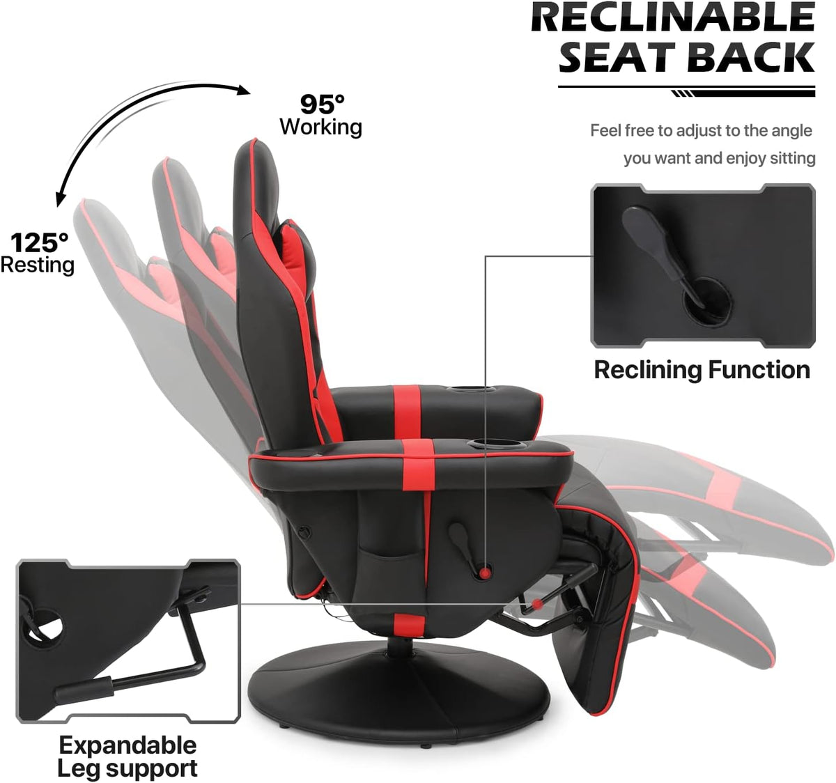 Red PU Leather Gaming Recliner Chair with Speakers G209