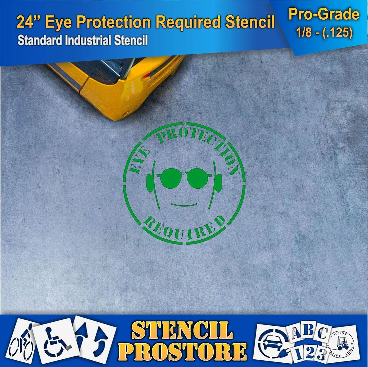Eye Protection Floor Marking Stencil 24 Inch X 24 Inch X 1/8 Inch X527