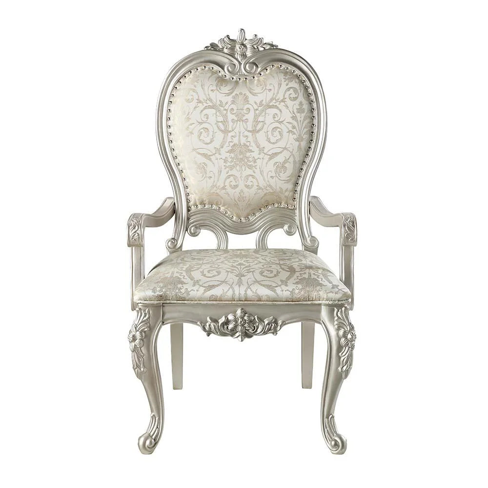 Champagne Nailhead Trim Arm Chair Set of 2 Q7713