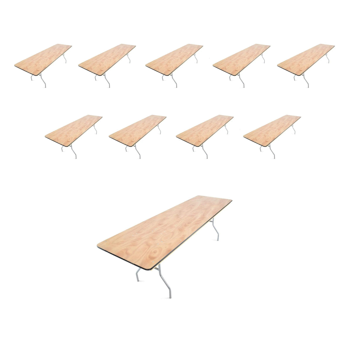 10 Pack Wood Folding Table Y580440