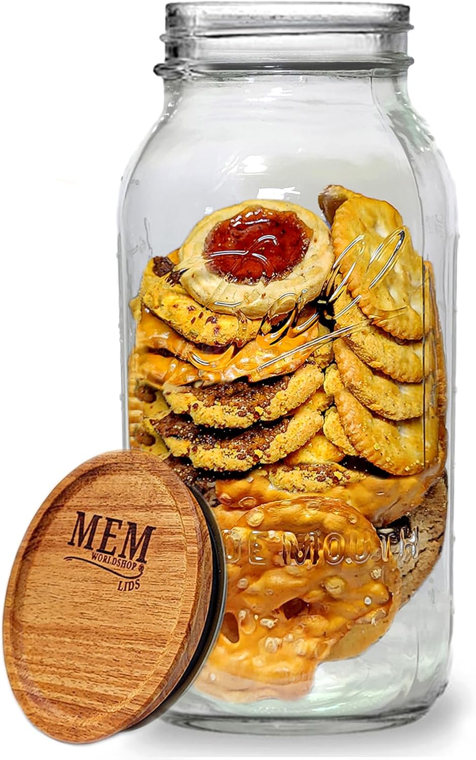 Wide Mouth 64 oz Half Gallon Mason Jar with Wooden Storage Lid H68098