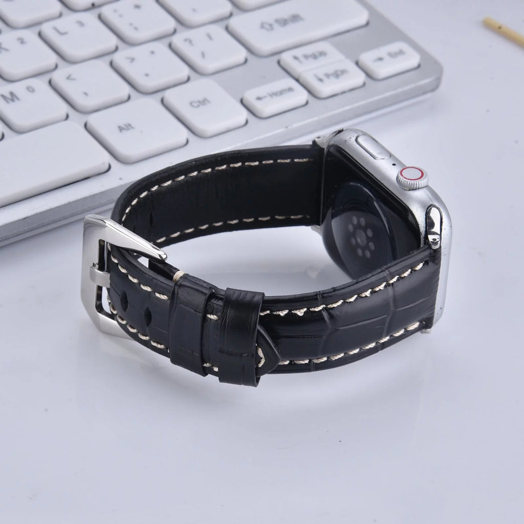 Khaki Leather Band 49mm 44mm 45mm 42mm Wristband L379